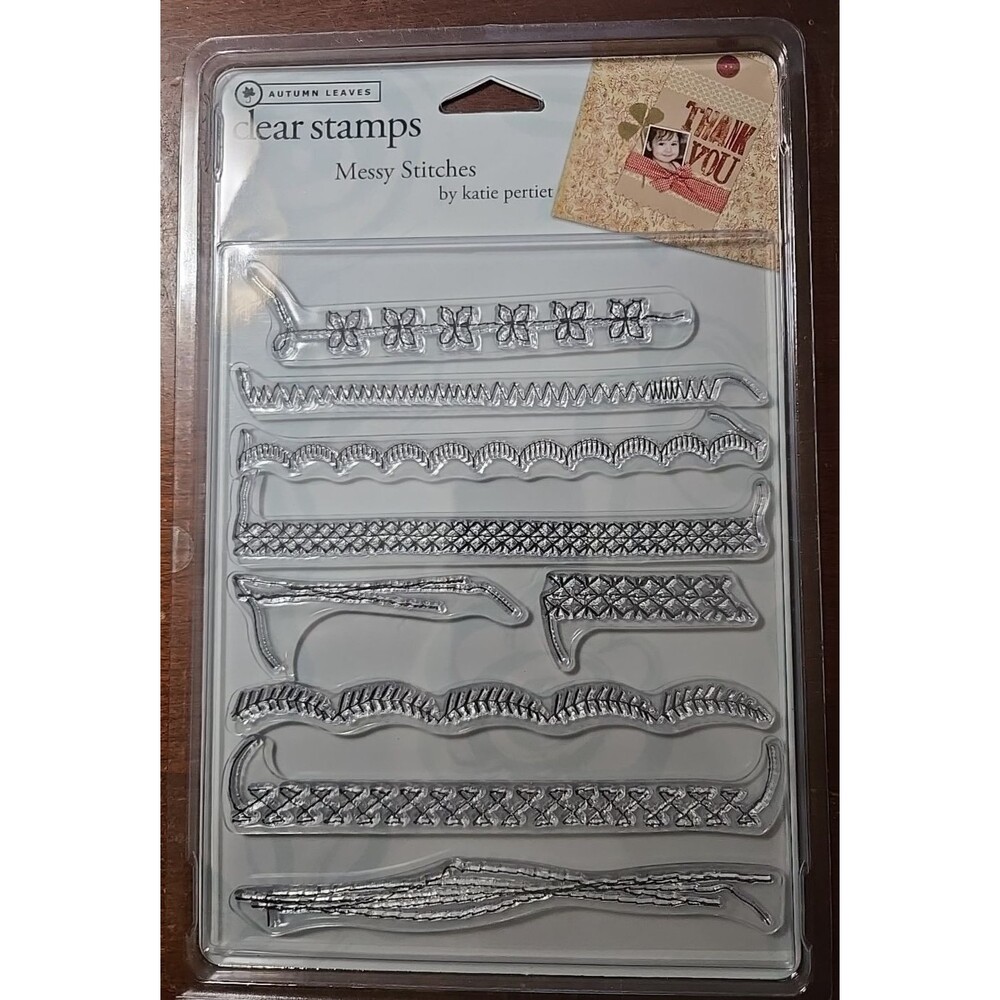 Autumn Leaves  Clear Stamps 'Messy Stitches' by Katie Pertiet NEW